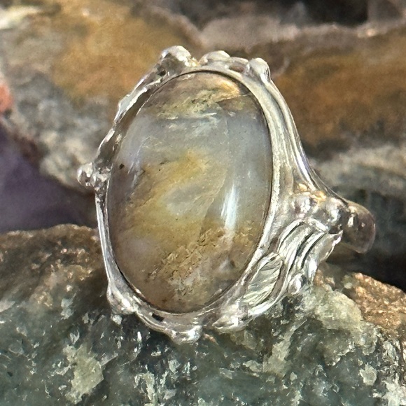 Dendritic agate southwestern setting sterling silver ring - Picture 5 of 12